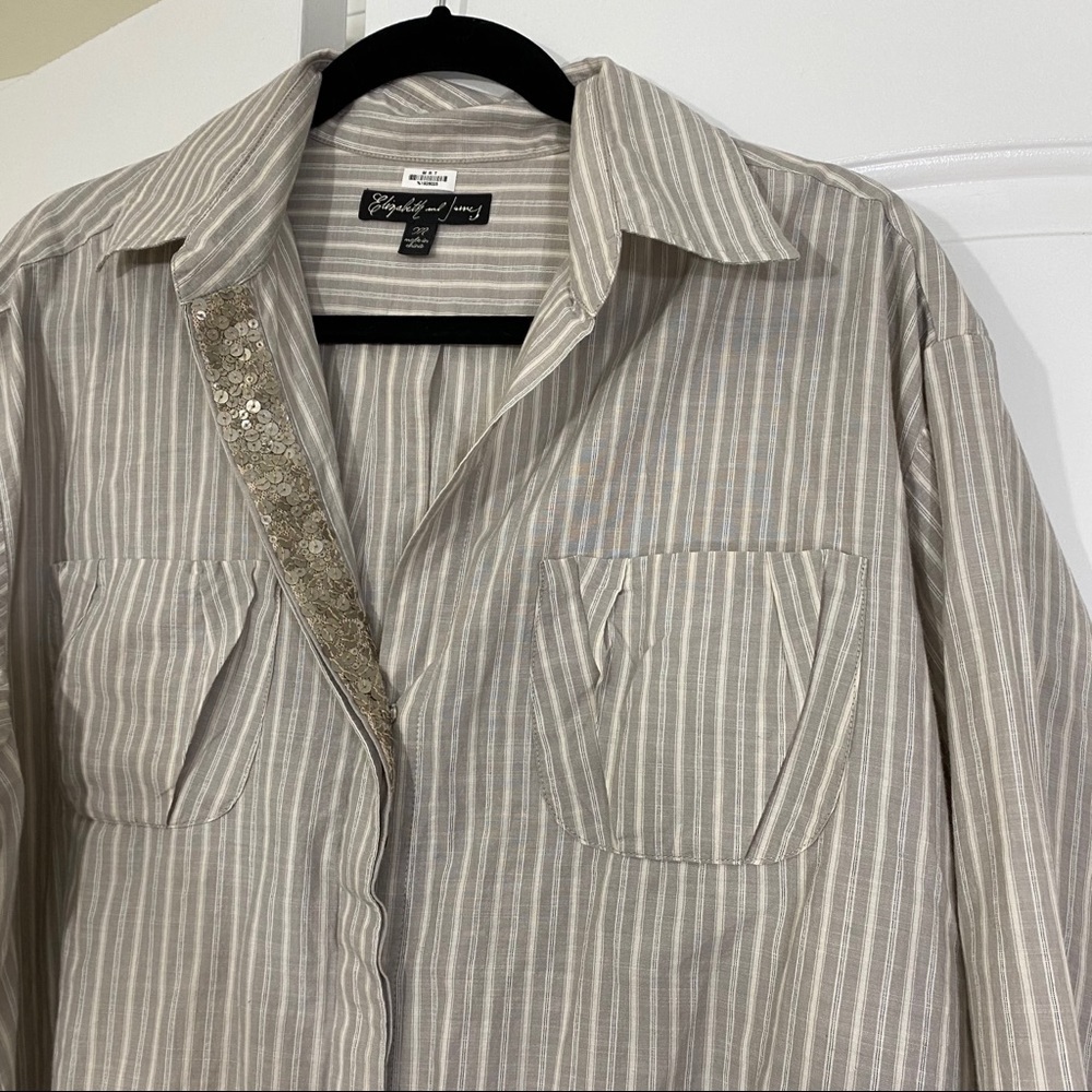 Elizabeth And James Button Down Sequin Trim Medium - image 3